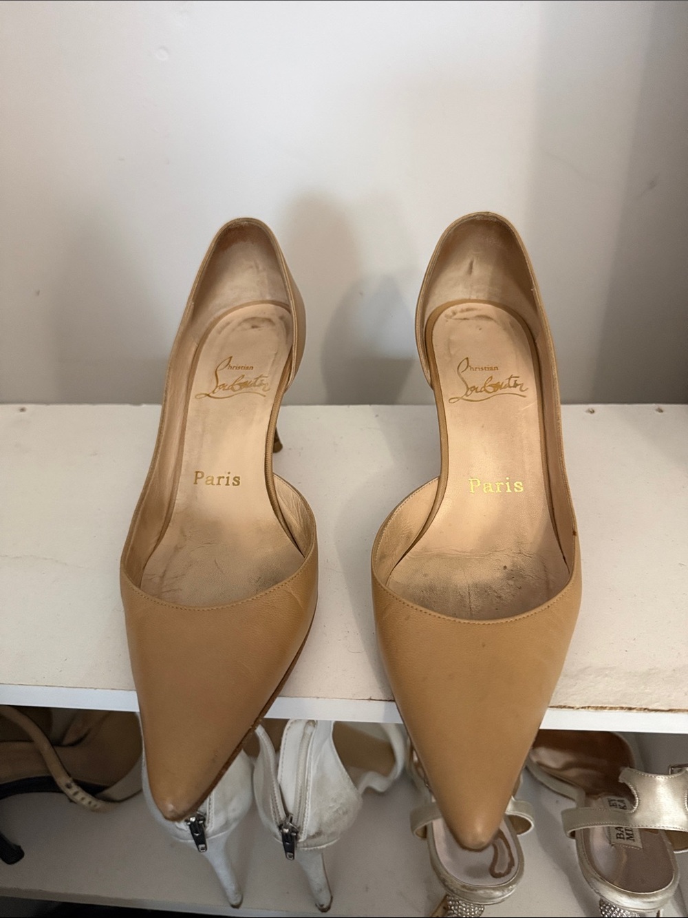 Christian Louboutin Beige Pointed-Toe Women’s Pumps
